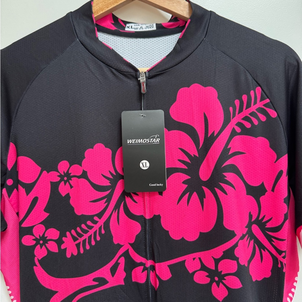 Weimostar Bicycle Jersey Floral Zip Up Top - Picture 3 of 12
